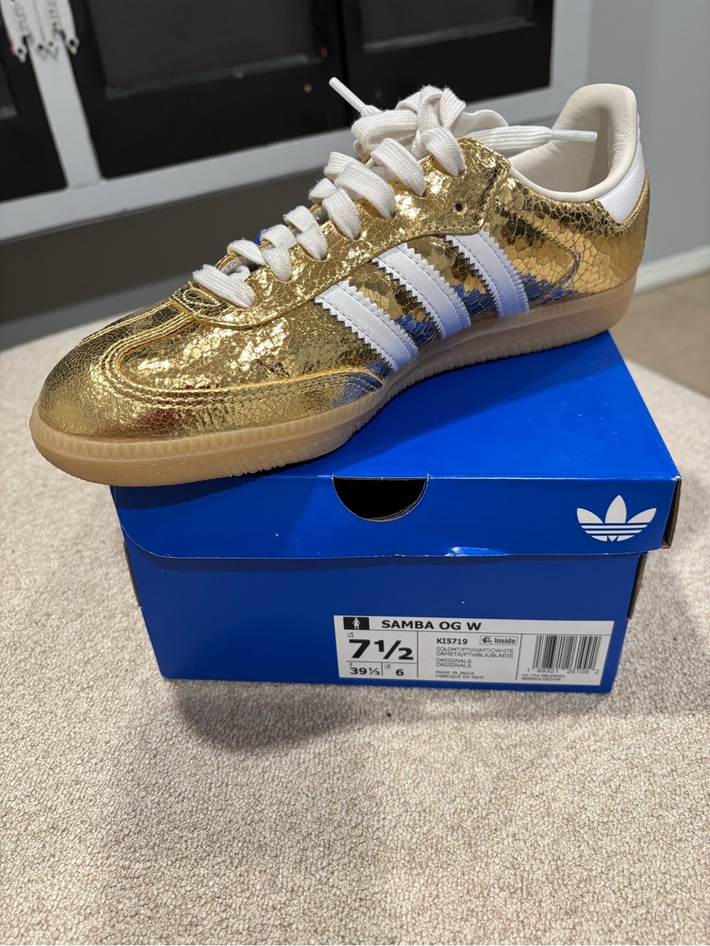 adidas Gold & White Metallic Samba Sneaker